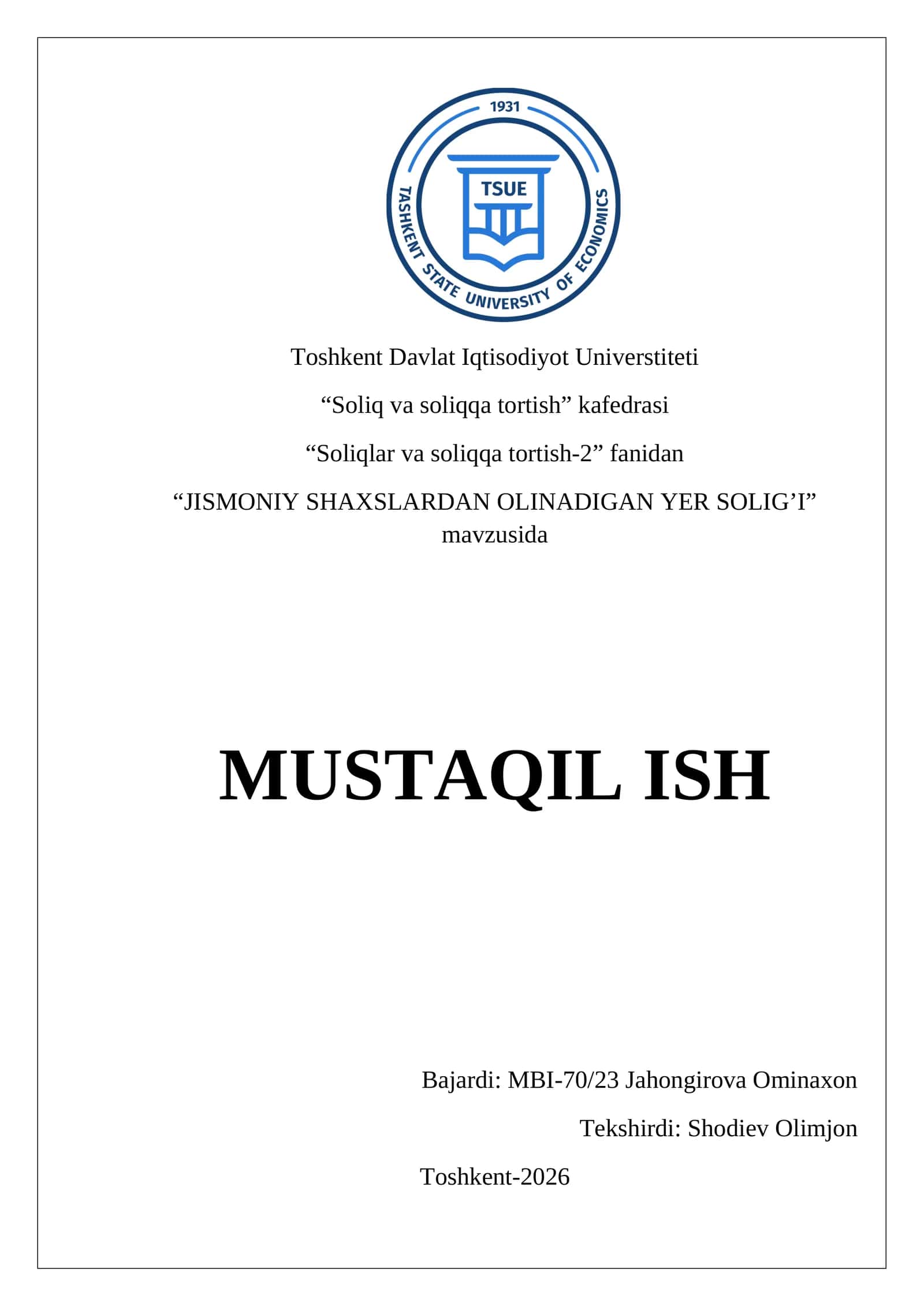JISMONIY SHAXSLARDAN OLINADIGAN YER SOLIG’I 1