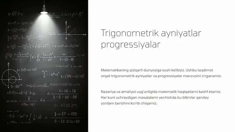 Trigonometrik ayniyatlar va progressiyalar 1
