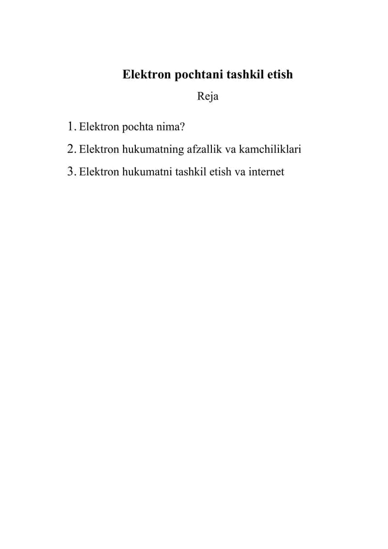 Elektron pochtani tashkil etish 1