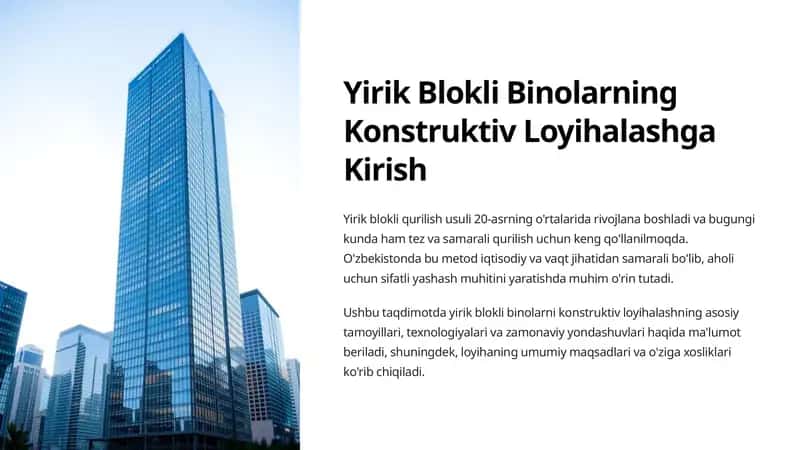 Yirik Blokli Binolarning Konstruktiv Loyihalashga Kirish 1