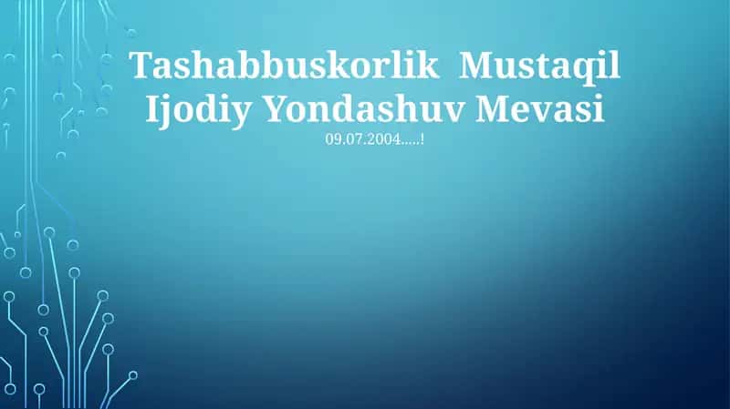 Tashabbuskorlik Mustaqil Ijodiy Yondashuv Mevasi 1