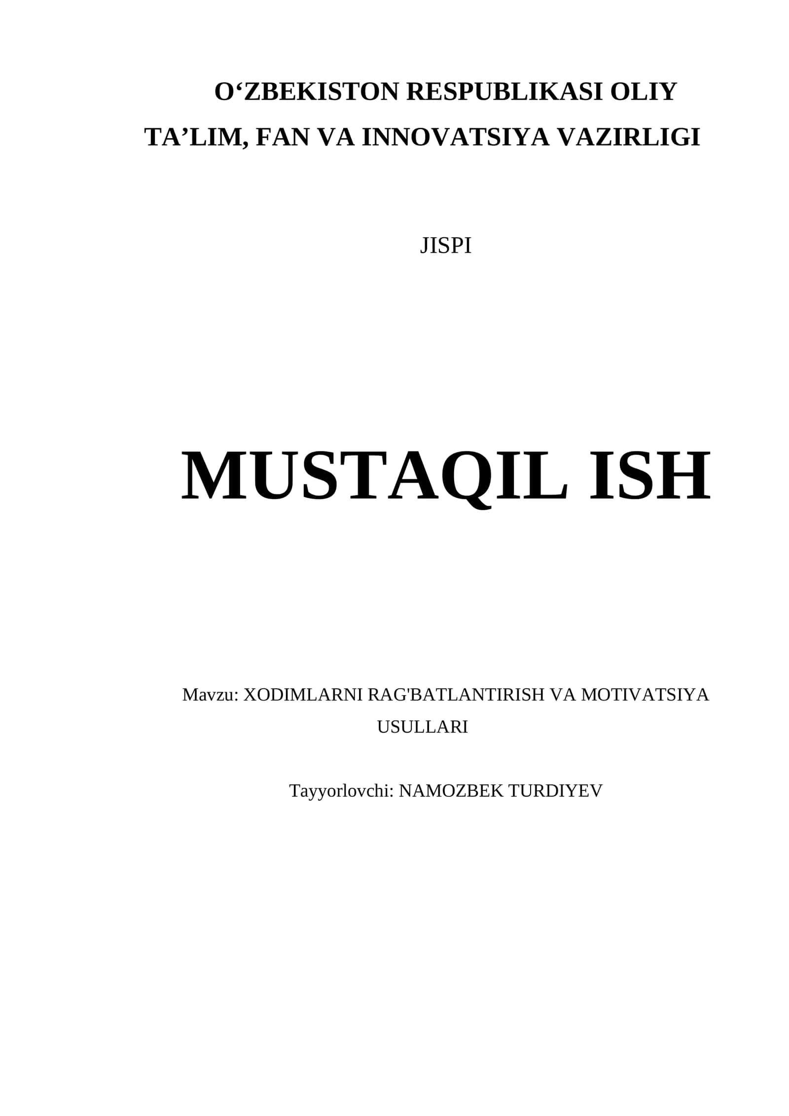 XODIMLARNI RAG'BATLANTIRISH VA MOTIVATSIYA USULLARI 1
