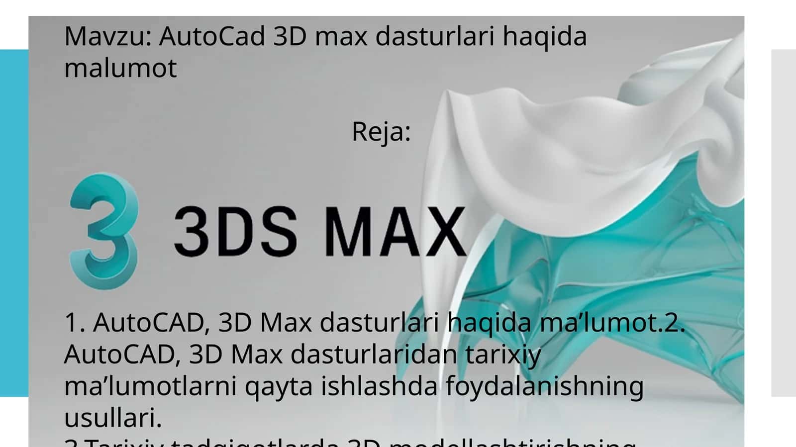 AutoCad 3D max dasturlari haqida malumot 1