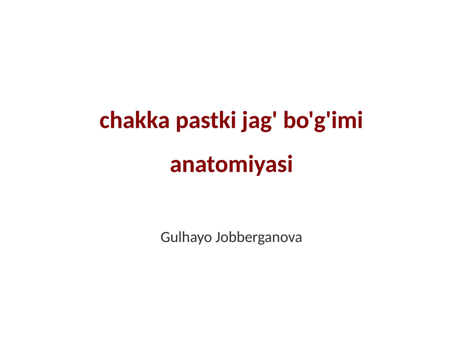 Chakka pastki jag' bo'g'imi anatomiyasi 1