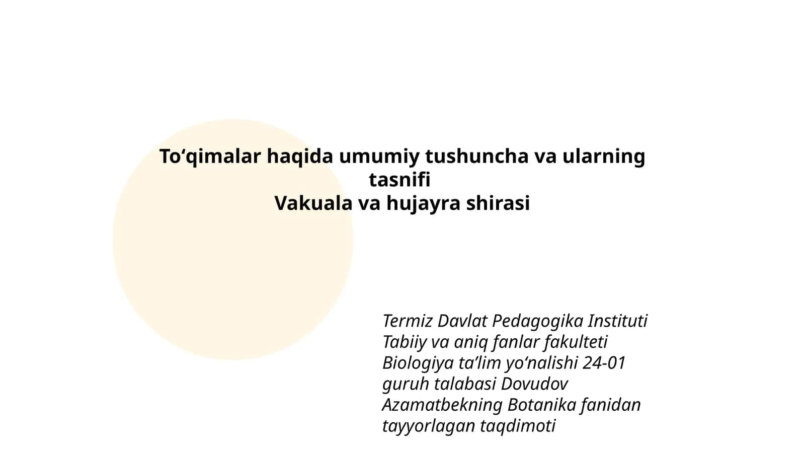 Botanika fanidan tayyorlagan taqdimot 1
