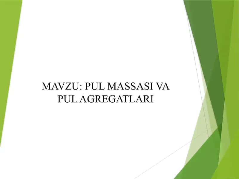Pul Massasi va Pul Agregatlari 1