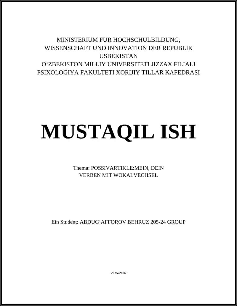 Possessivartikel "mein" und "dein" 1