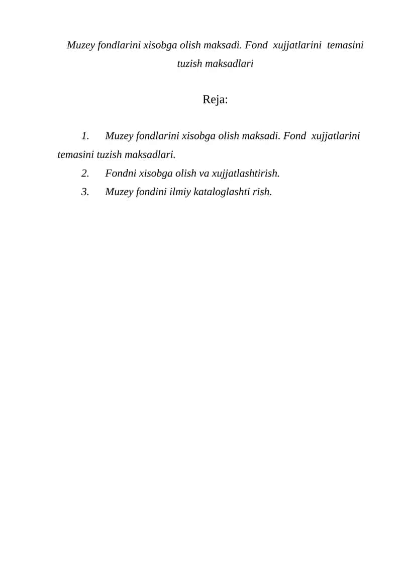 Muzey fondlarini xisobga olish 1