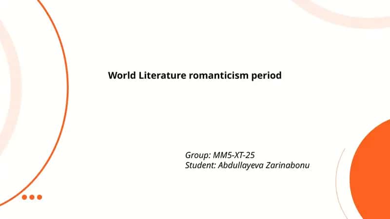 World Literature romanticism period 1