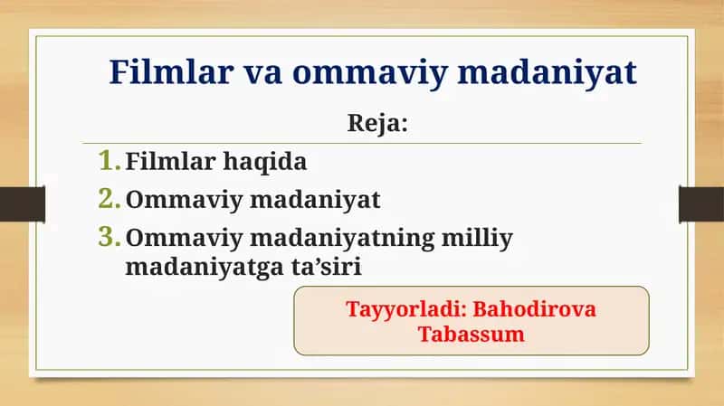 Filmlar va ommaviy madaniyat 1