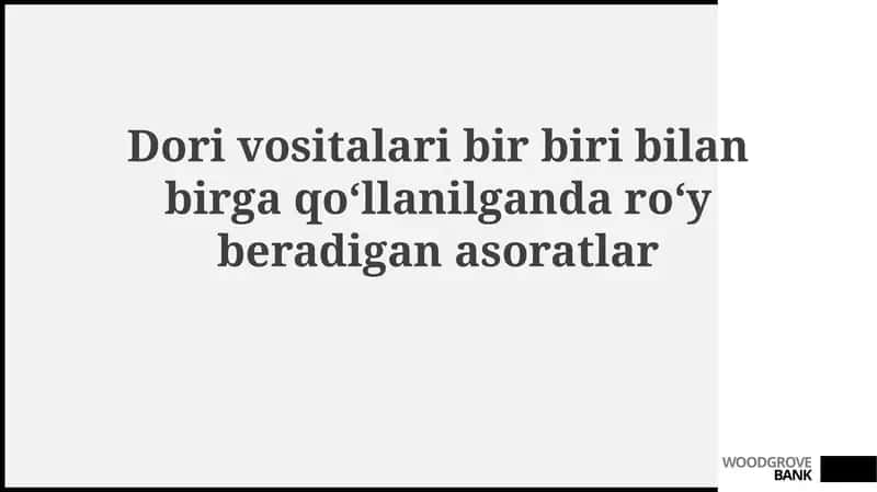 Dori vositalarining o'zaro ta'sir mexanizmlari 1