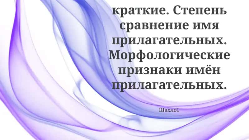 Прилагательные: Основные понятия 1