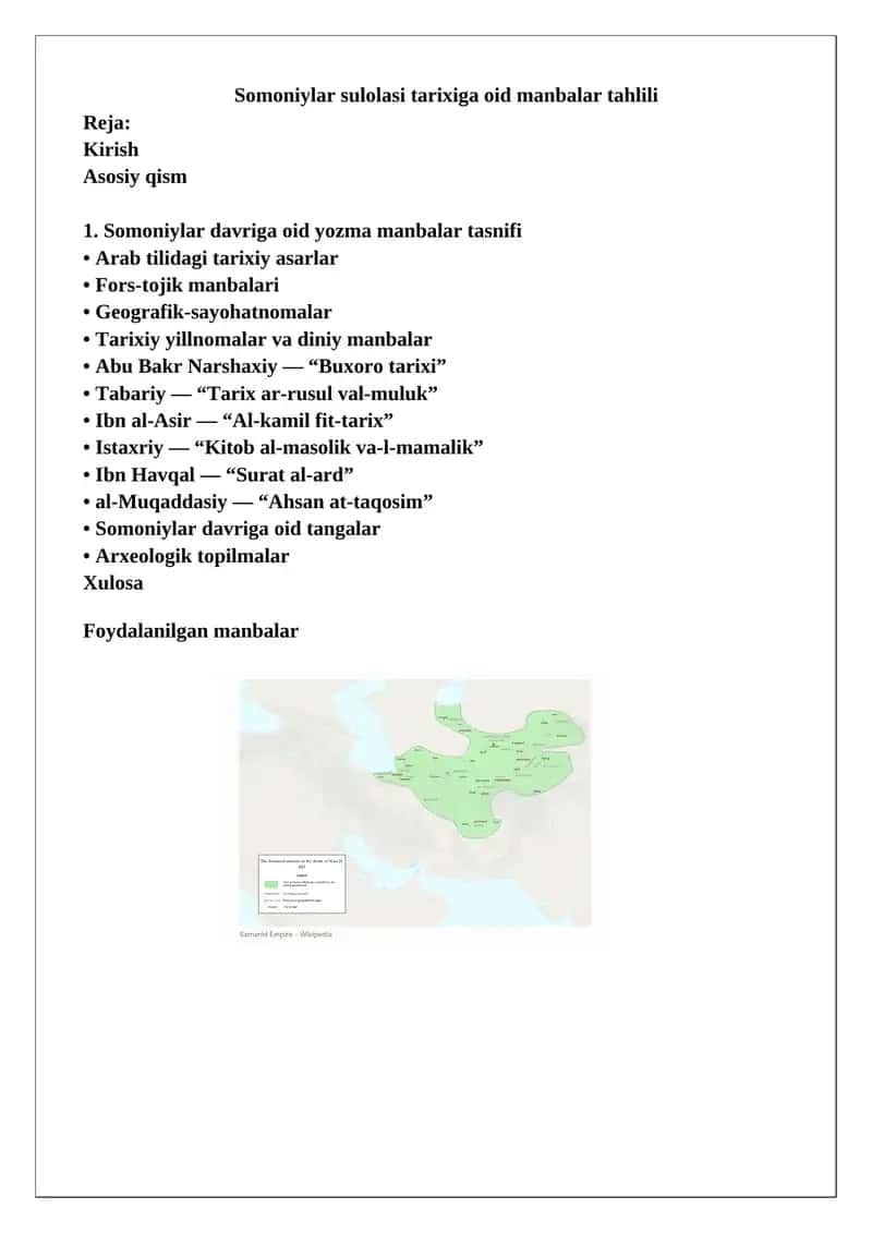 Somoniylar sulolasi tarixiga oid manbalar tahlili 1