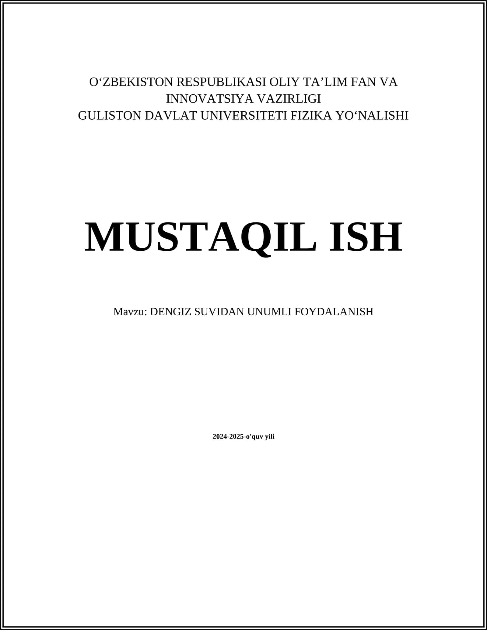 DENGIZ SUVIDAN UNUMLI FOYDALANISH 1
