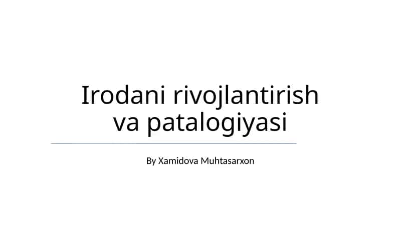 Irodani rivojlantirish va patalogiyasi 1
