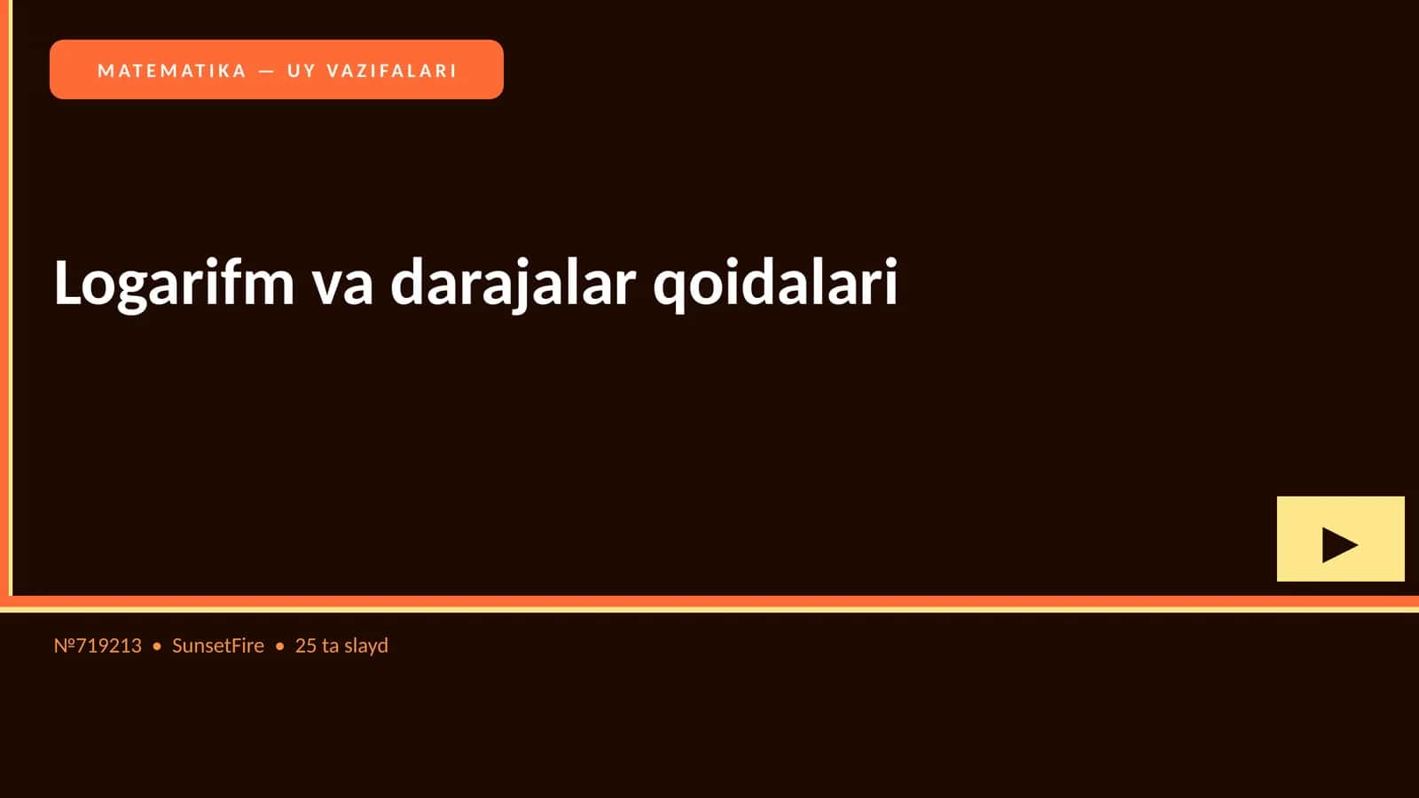 MATEMATIKA — UY VAZIFALARI 1