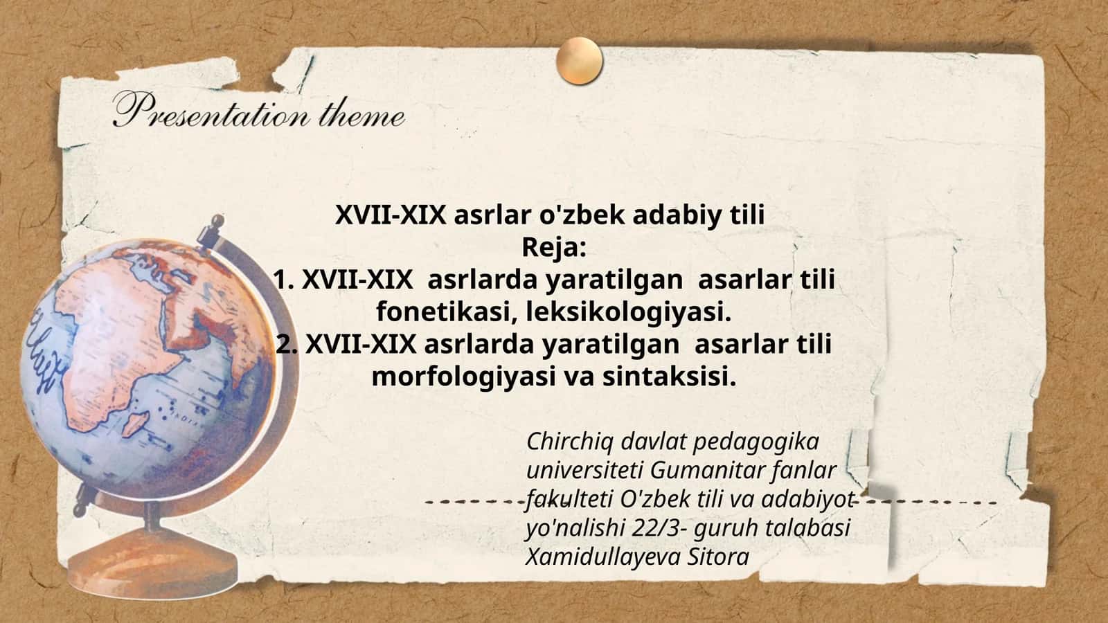 XVII-XIX asrlar o'zbek adabiy tili 1