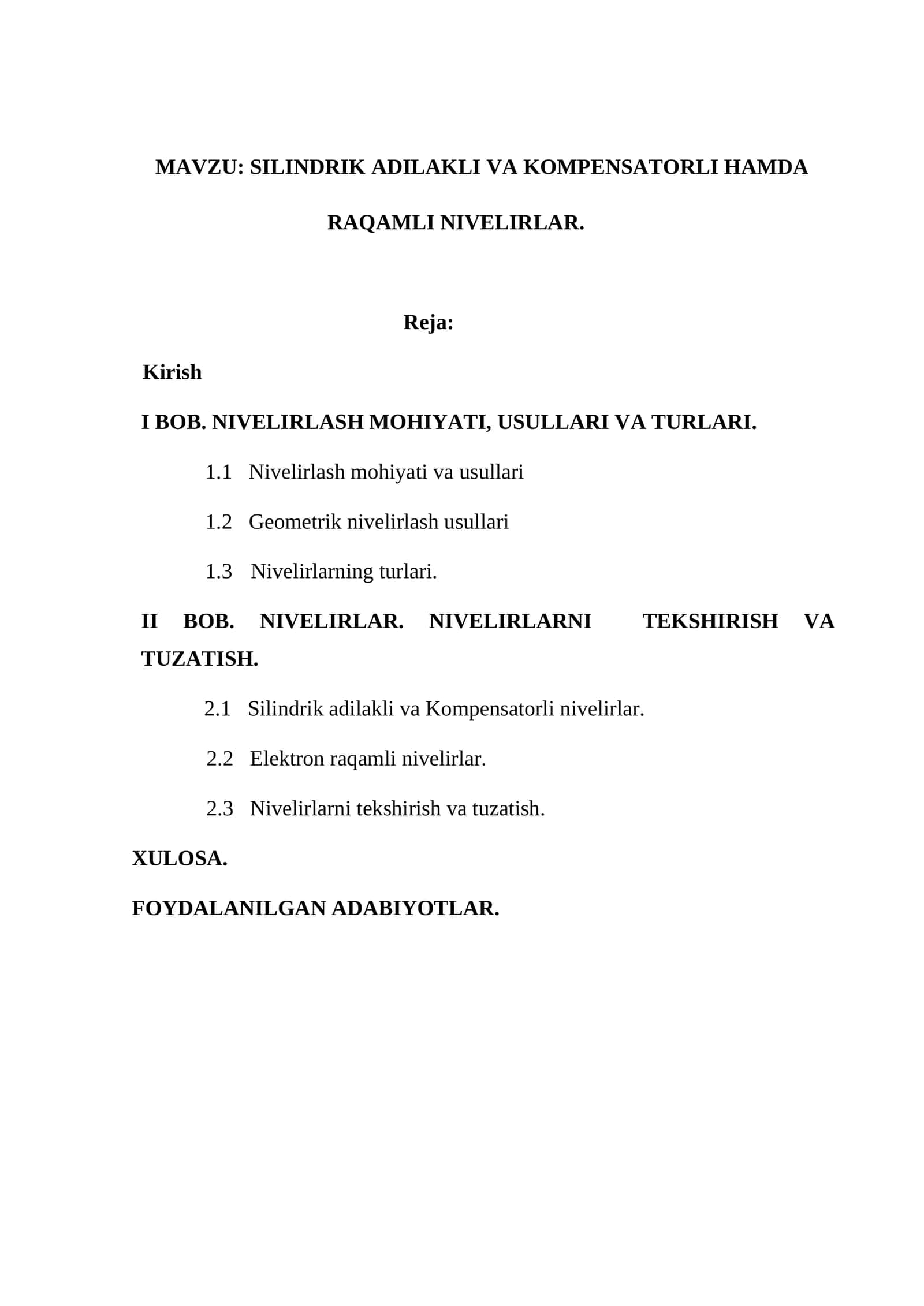 SILINDRIK ADILAKLI VA KOMPENSATORLI HAMDA RAQAMLI NIVELIRLAR 1