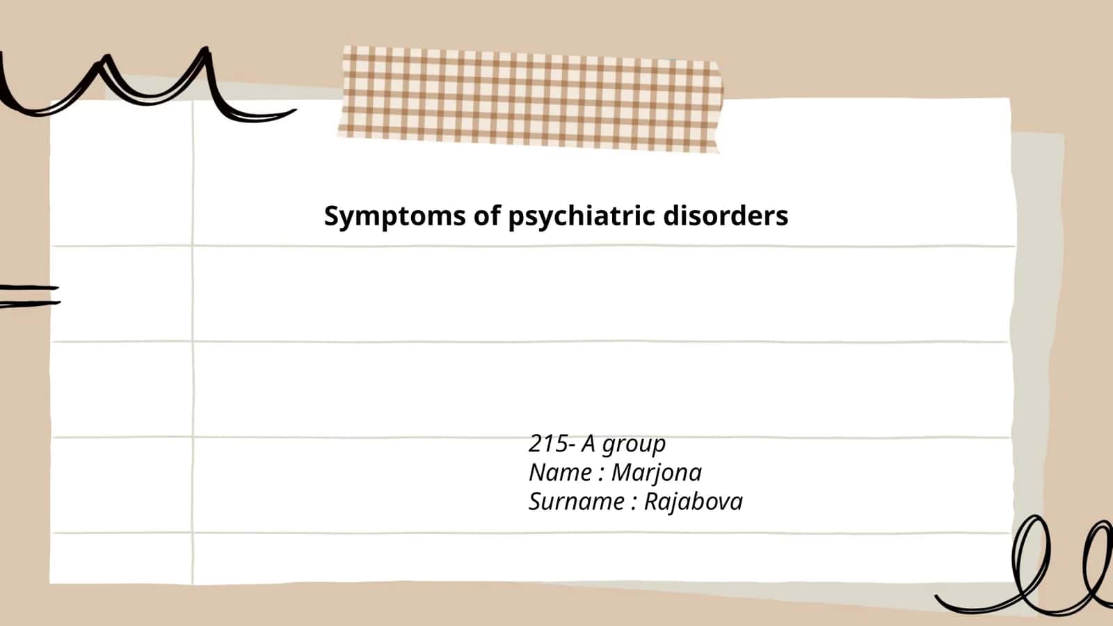 Symptoms of psychiatric disorders 1