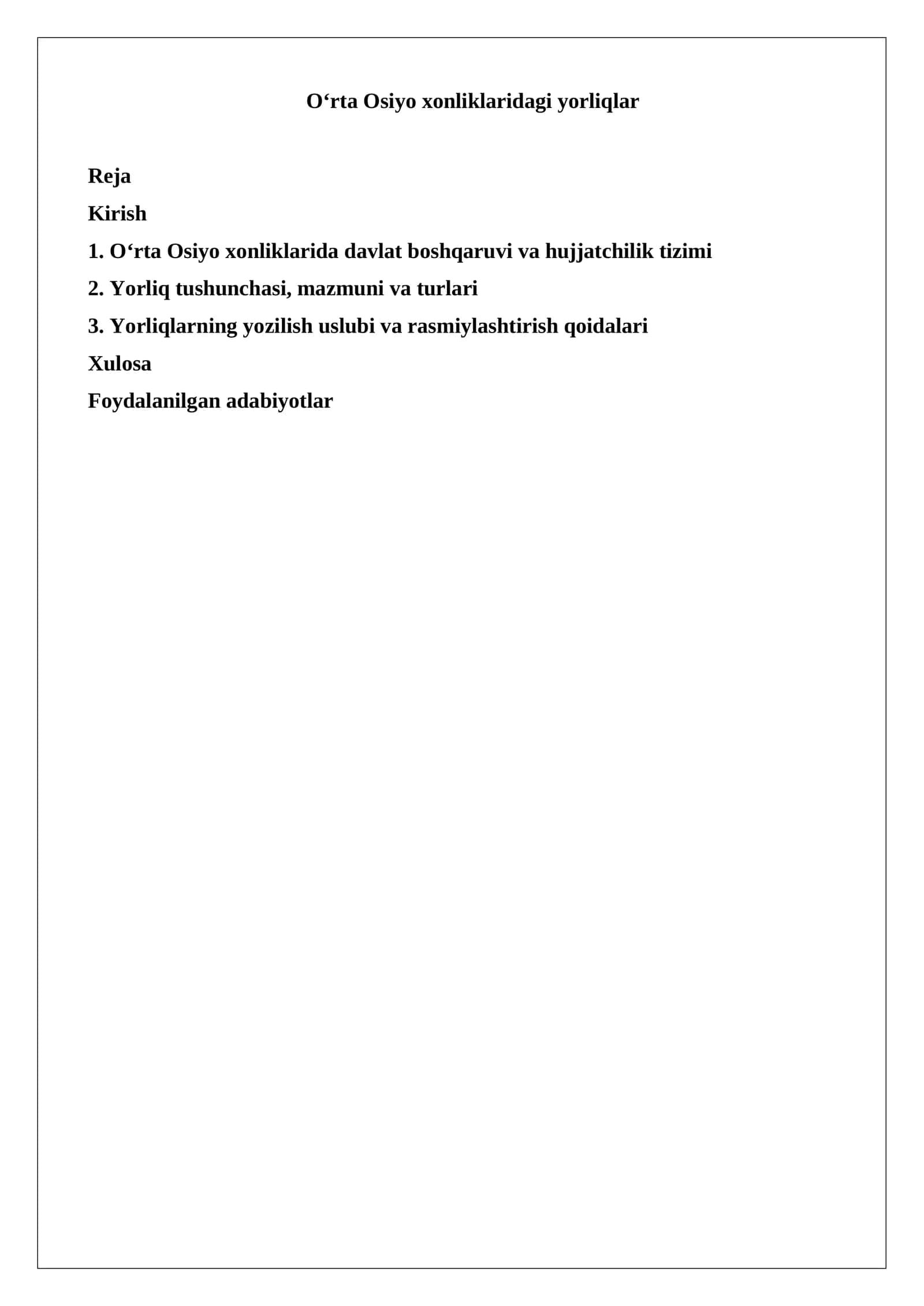 O‘rta Osiyo xonliklaridagi yorliqlar 1