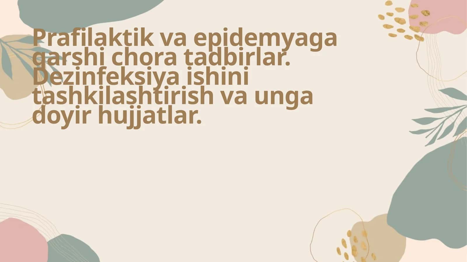 Profilaktika va Epidemiyaga Qarshi Kurash 1