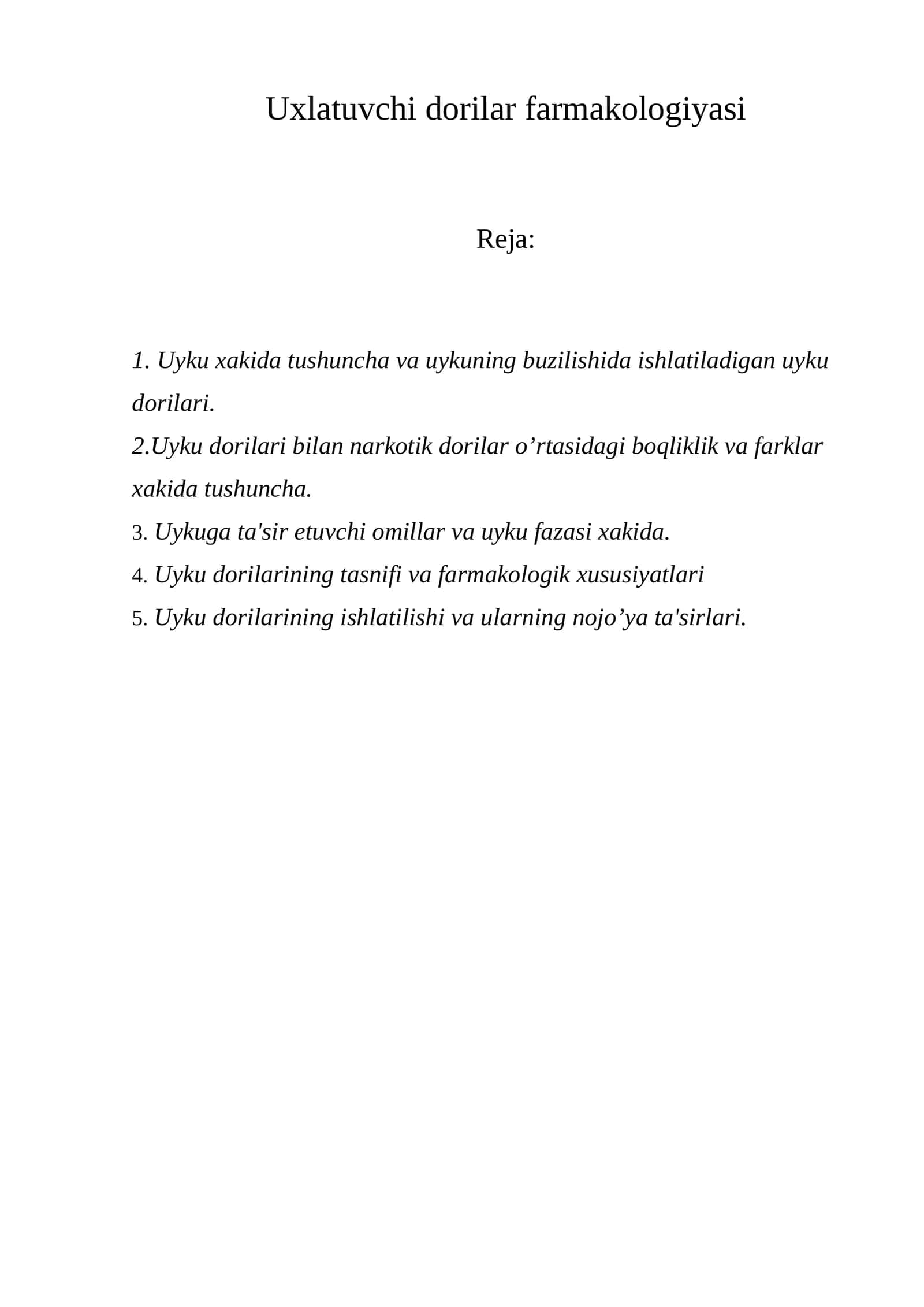 Uxlatuvchi dorilar farmakologiyasi 1