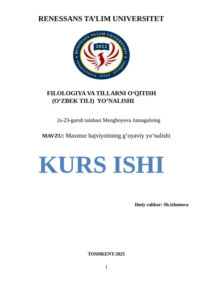 Maxmur hajviyotining gʻoyaviy yoʻnalishi 1