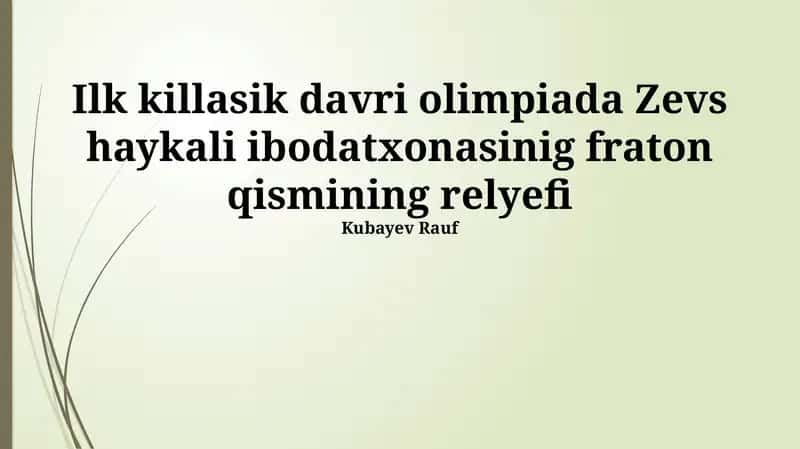 Ilk killasik davri olimpiada Zevs haykali ibodatxonasinig fraton qismining relyefi 1