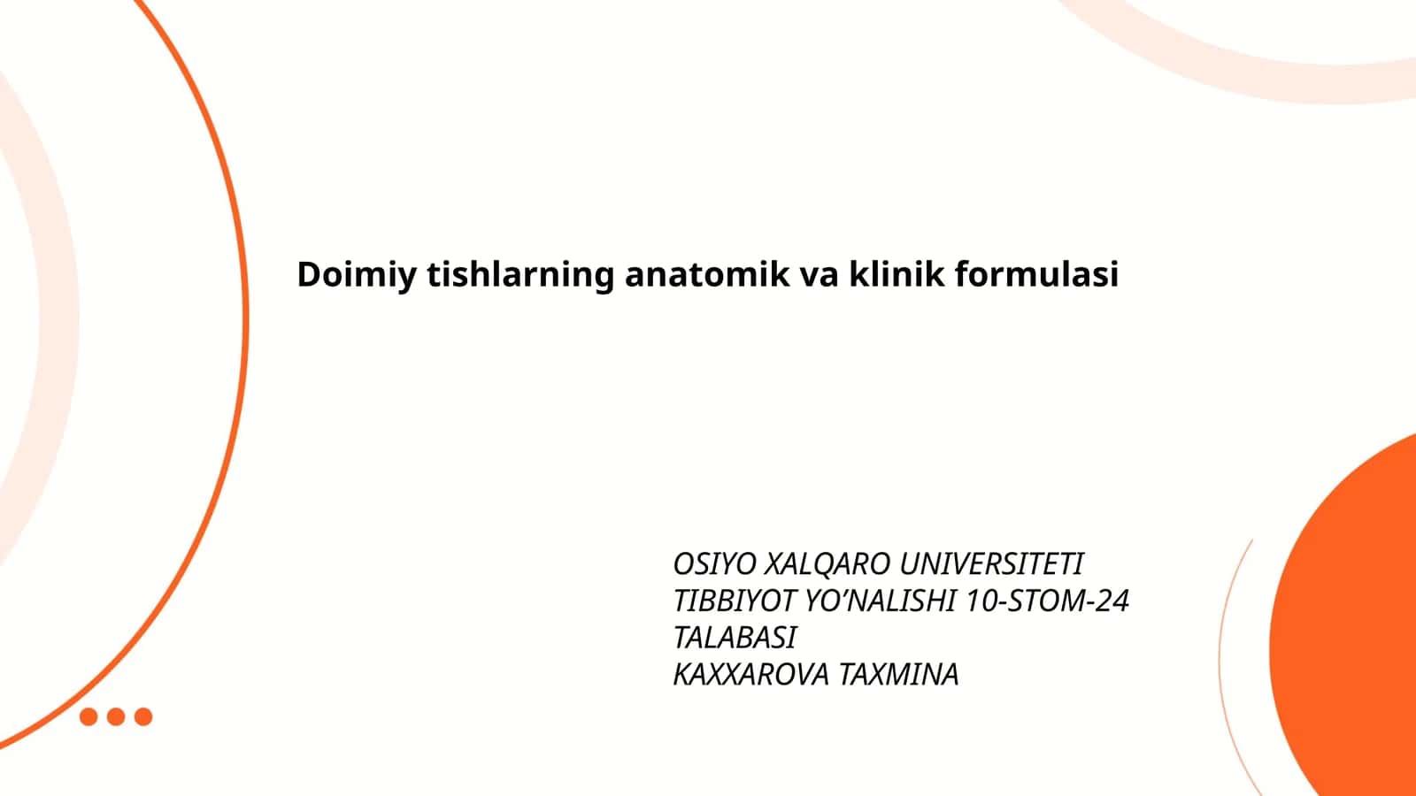 Doimiy tishlarning anatomik va klinik formulasi 1