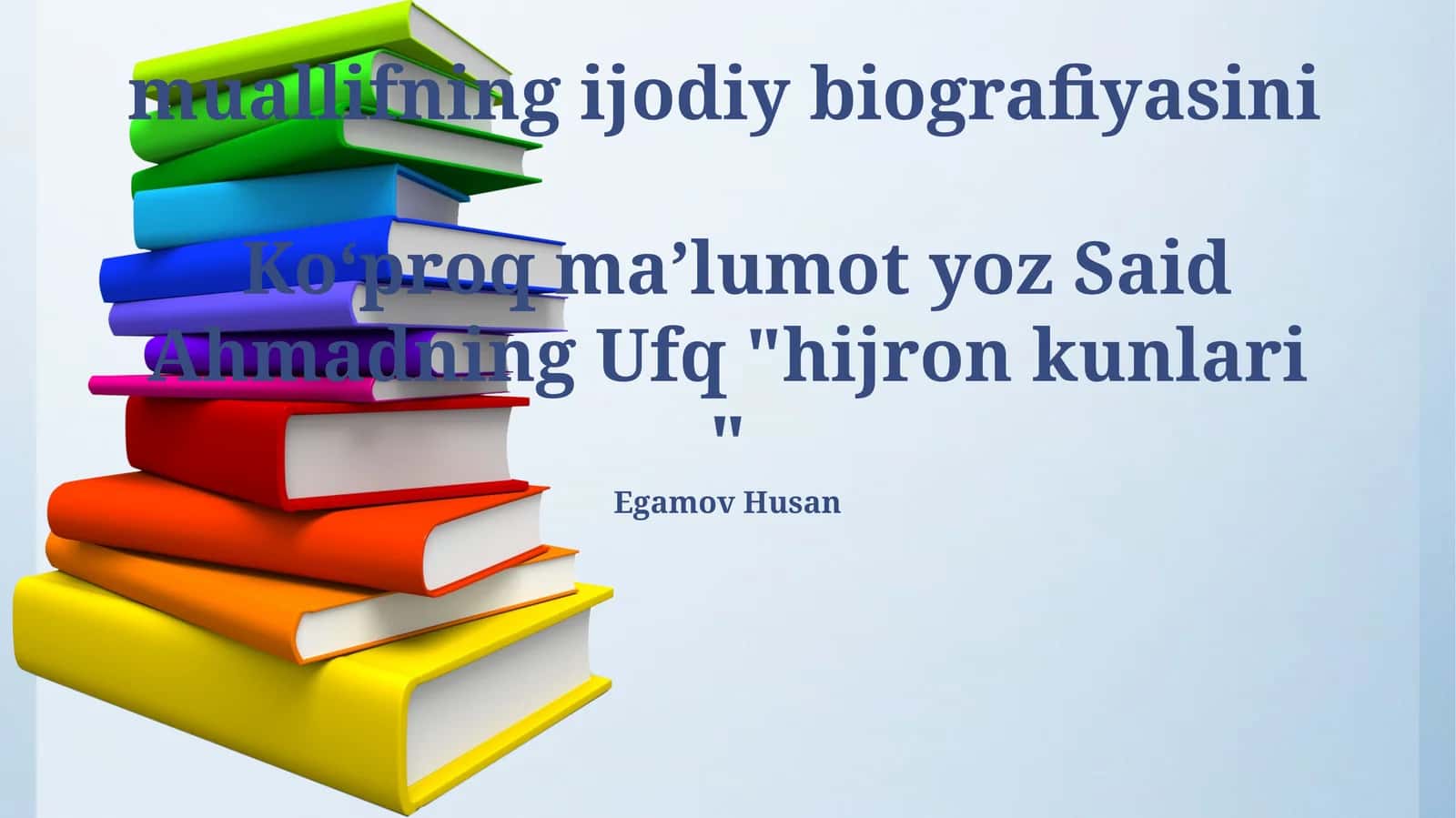 Said Ahmadning Ufq "hijron kunlari" 1