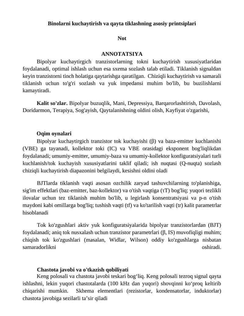 Bipolyar kuchaytirgich tranzistorlar 1