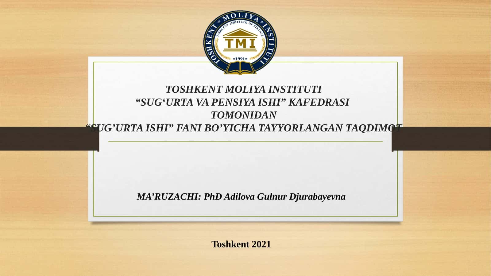 Sug‘urta ishi fanidan taqdimot 1