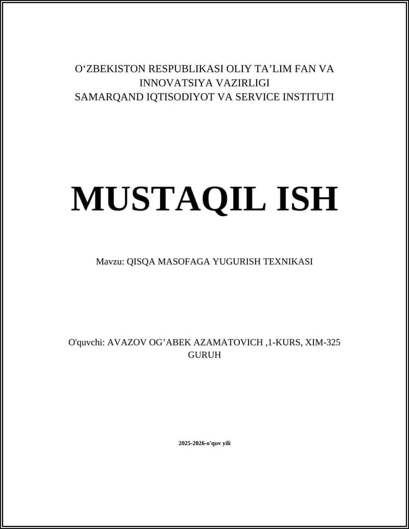 QISQA MASOFAGA YUGURISH TEXNIKASI 1