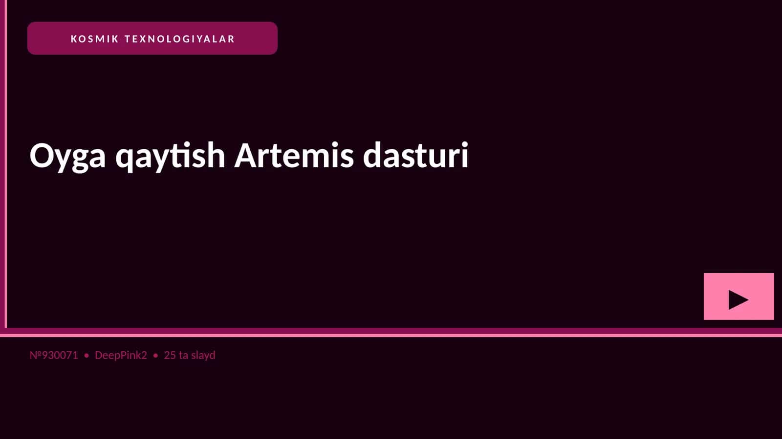 Oyga qaytish Artemis dasturi 1