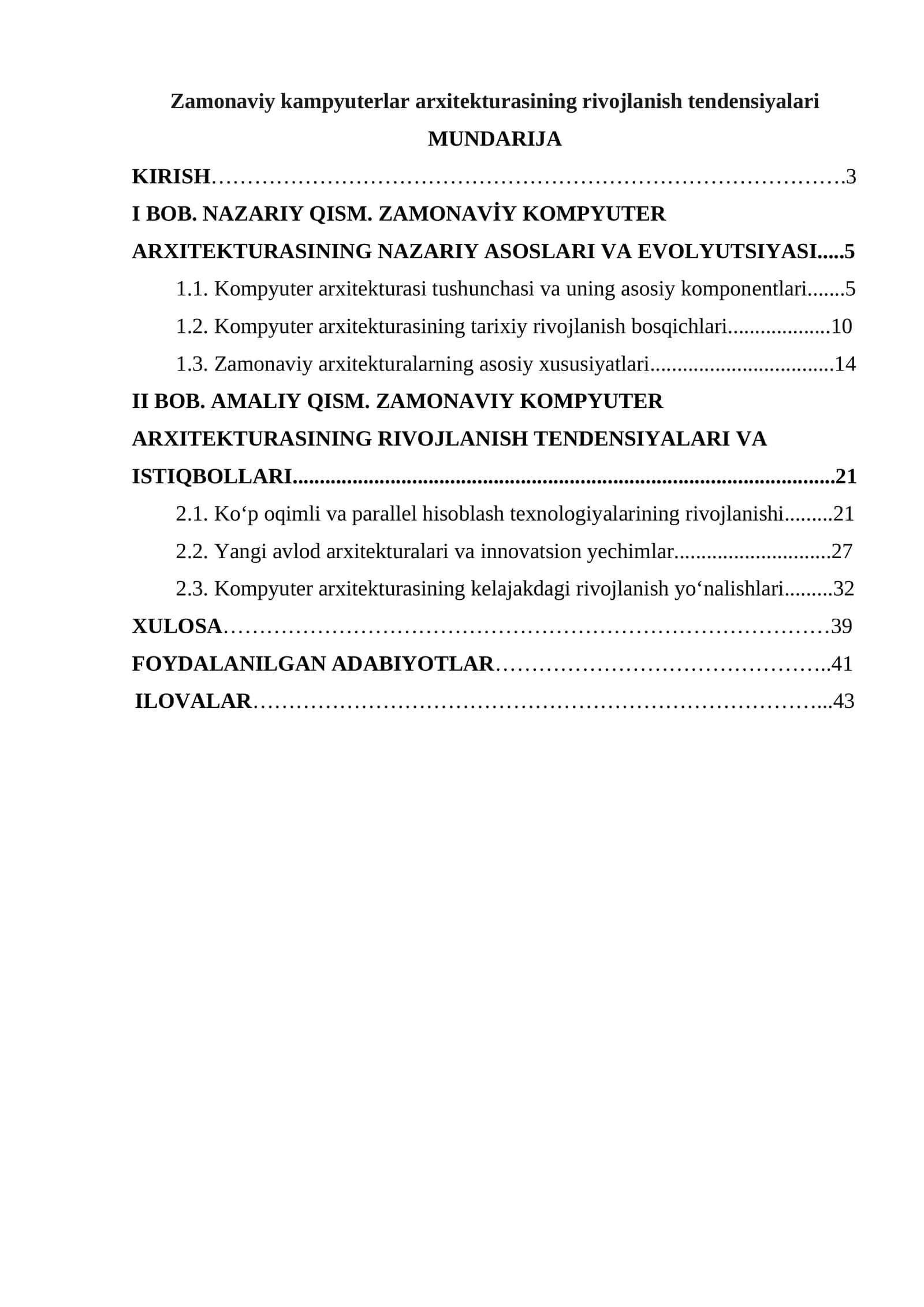 Zamonaviy kampyuterlar arxitekturasining rivojlanish tendensiyalari 1