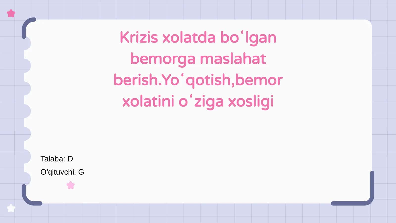 Krizis xolatida bemorlik bilan ishlash 1