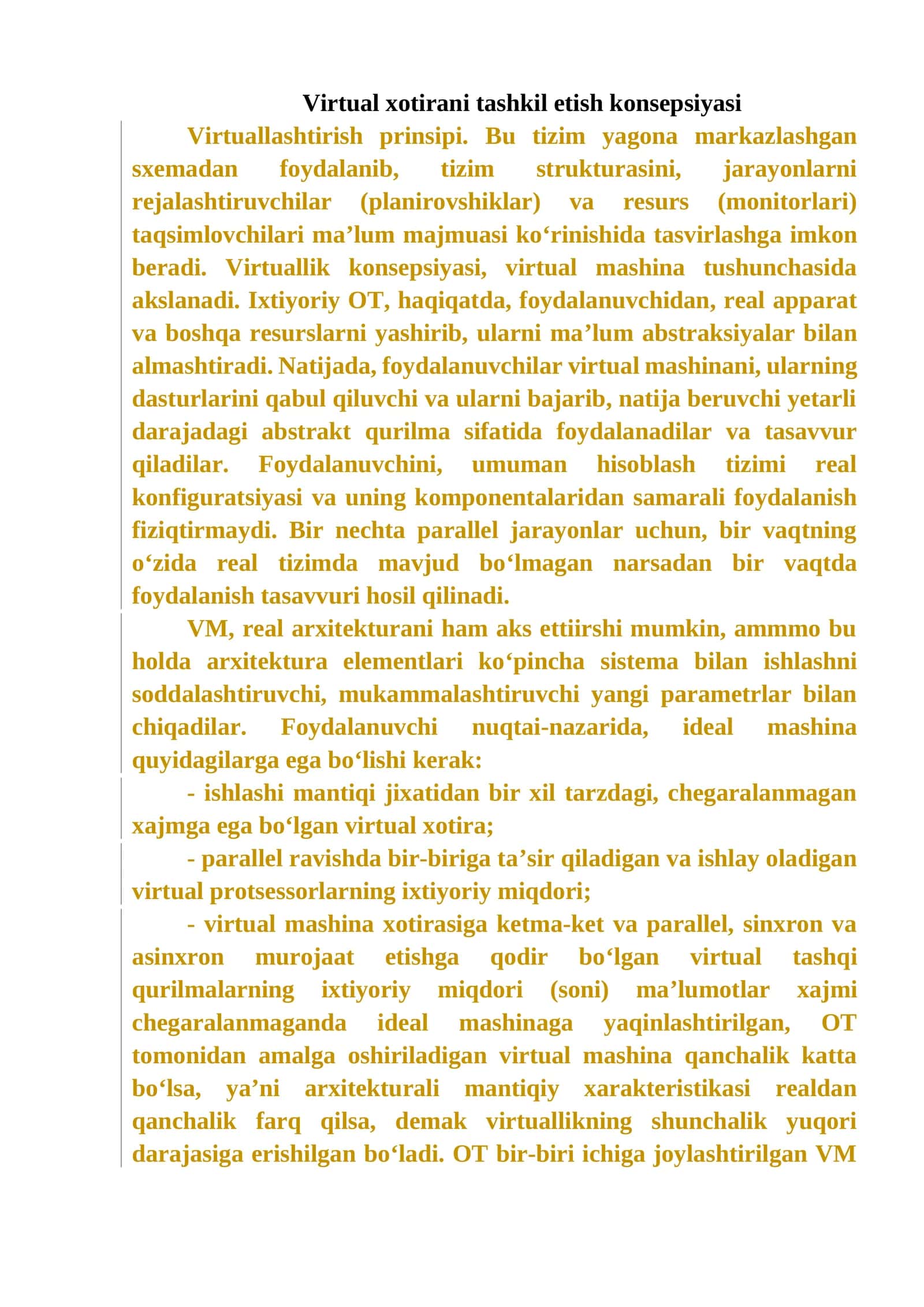 Virtual xotirani tashkil etish konsepsiyasi 1
