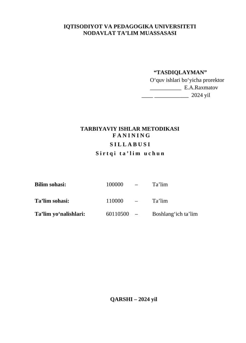 Tarbiyaviy ishlar metodikasi 1