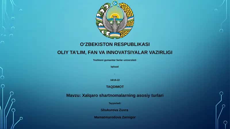 Xalqaro shartnomalarning asosiy turlari 1