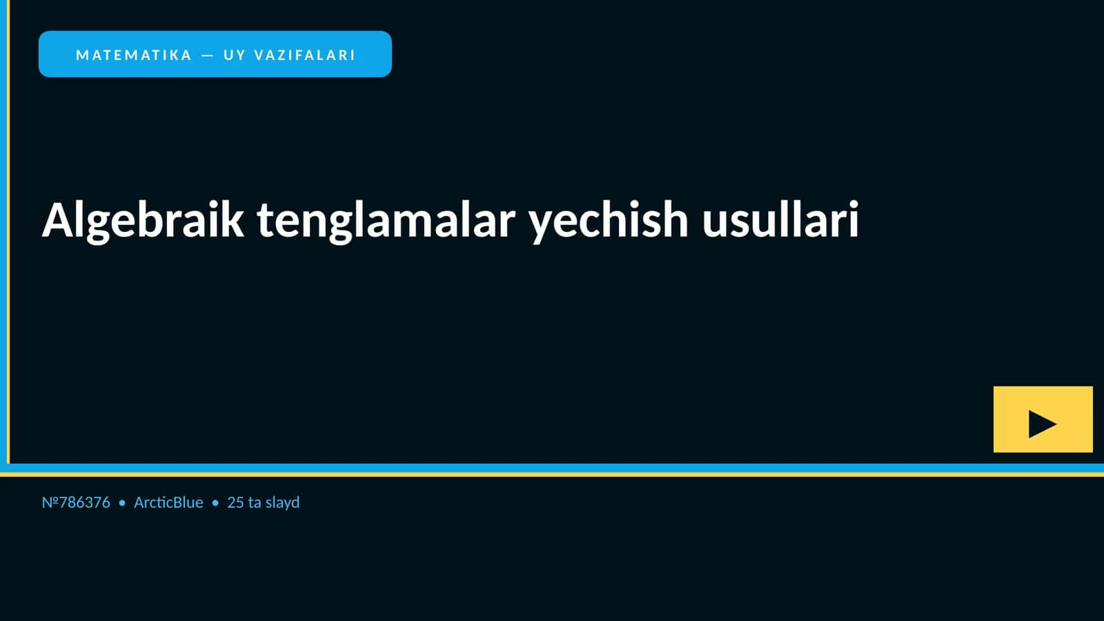 Algebraik tenglamalar yechish usullari 1