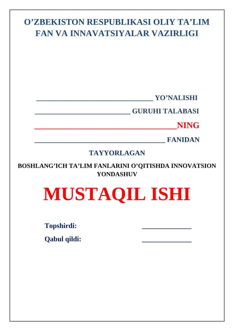 Boshlang’ich ta’lim fanlarini o’qitishda innovatsion yondashuv 1