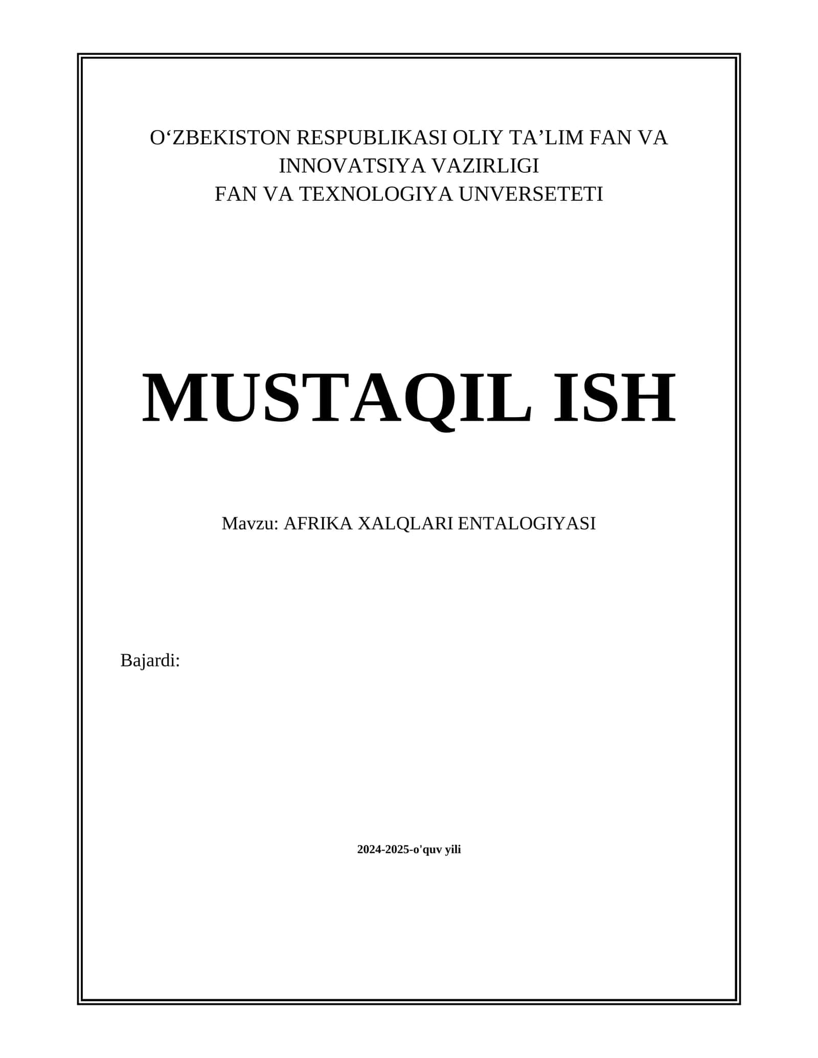 AFRIKA XALQLARI ENTALOGIYASI 1