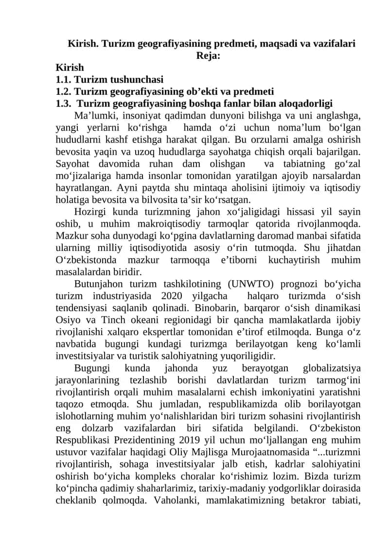 Turizm geografiyasi 1