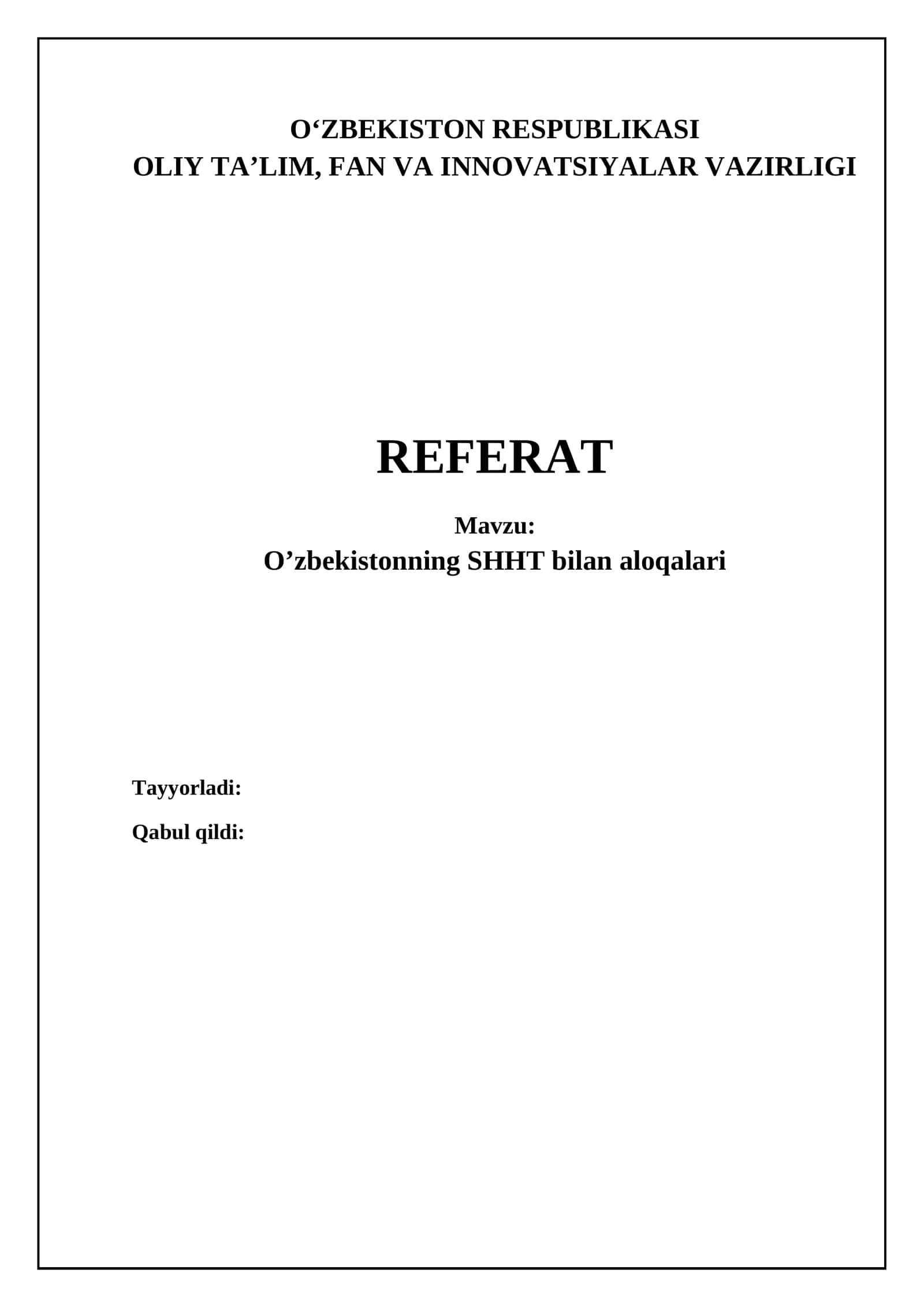 O'zbekistonning SHHT bilan aloqalari 1