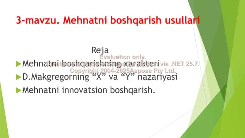 Mehnatni boshqarish usullari 1