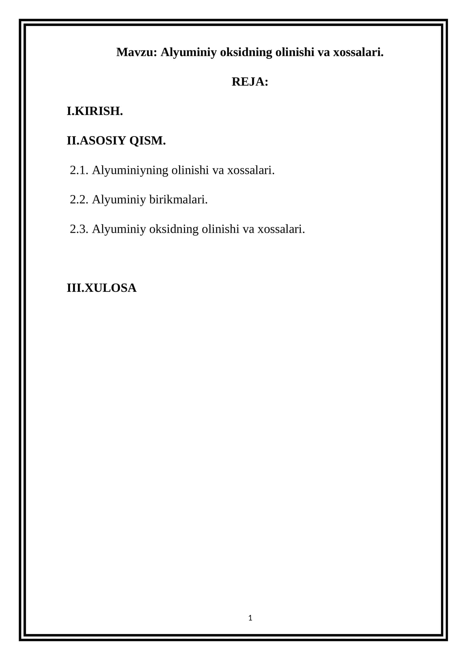 Alyuminiy oksidning olinishi va xossalari 1