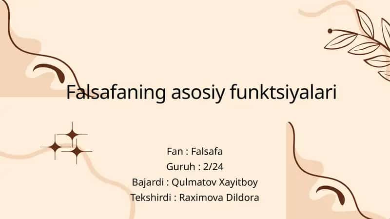 Falsafaning asosiy funktsiyalari 1