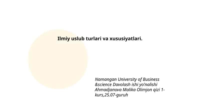 Ilmiy uslub turlari va xususiyatlari 1