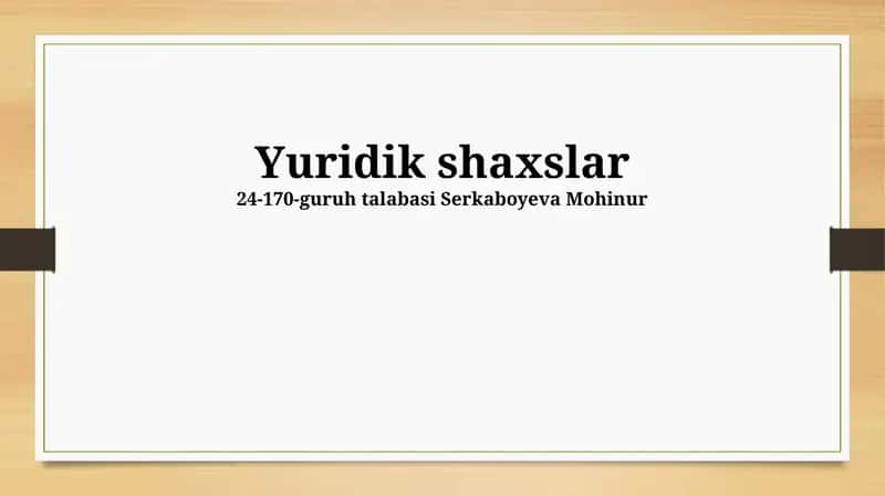 Yuridik shaxslar 1