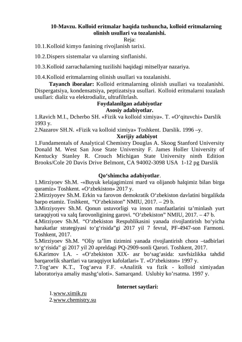 Kolloid eritmalarning olinish usullari va tozalanishi 1